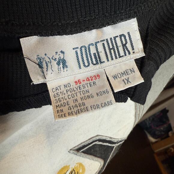 Vintage 80s Together! Art Deco Graphic Top Piano Scene Plus Size 1X - Picture 10 of 13